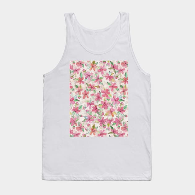 Pink Painted Blossom Pattern Tank Top by micklyn